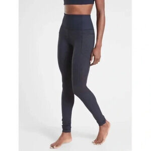 Athleta Exhale Stash Pocket Heel Tight Legging Size XS Blue Yoga Workout